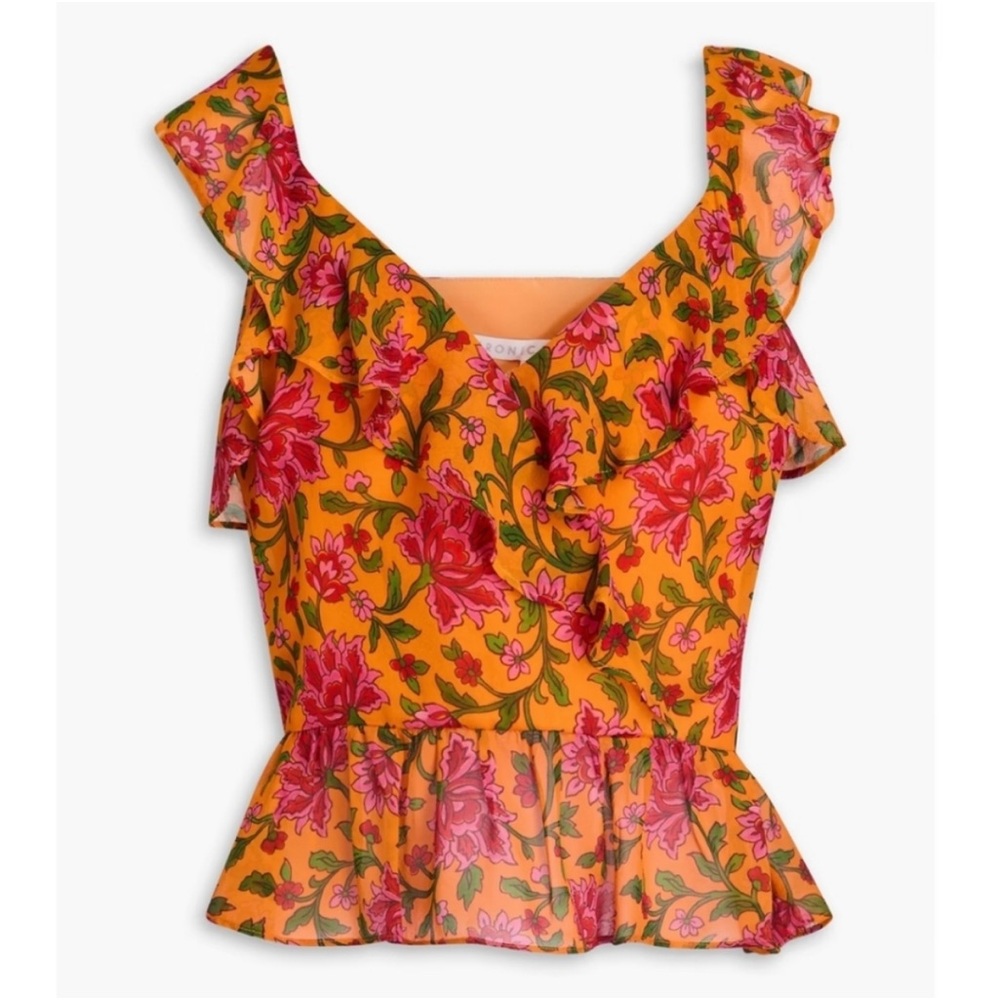 VERONICA BEARD Randa Top Orange Multi Floral Sz 12 NEW $378 - Picture 7 of 14